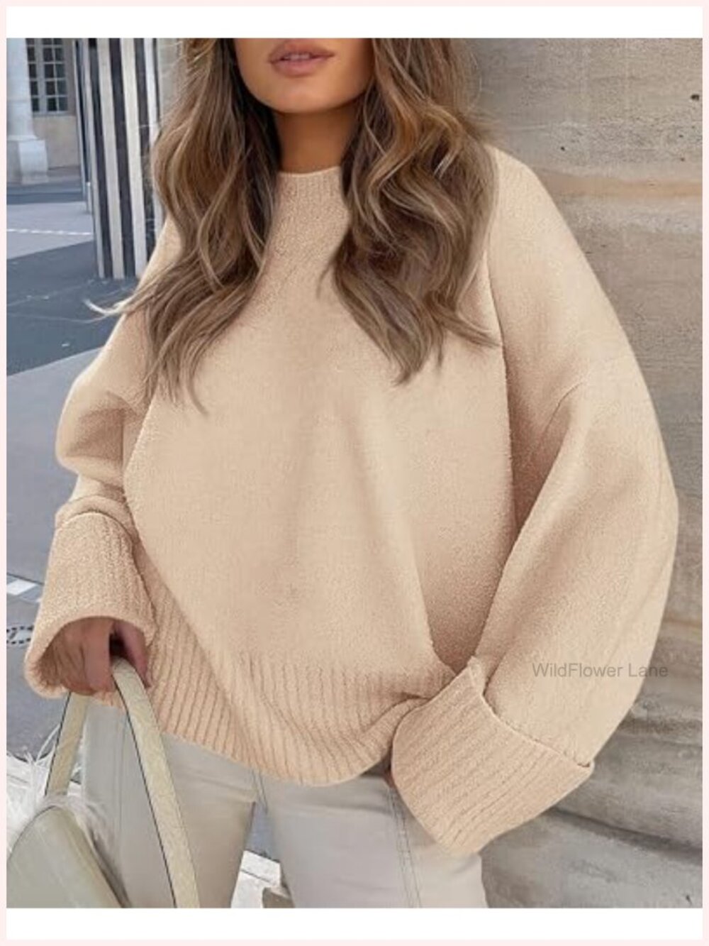Women's Oversized Fuzzy Crewneck Pullover Sweater Long Sleeve Cozy Fall Chunky - Picture 2 of 6